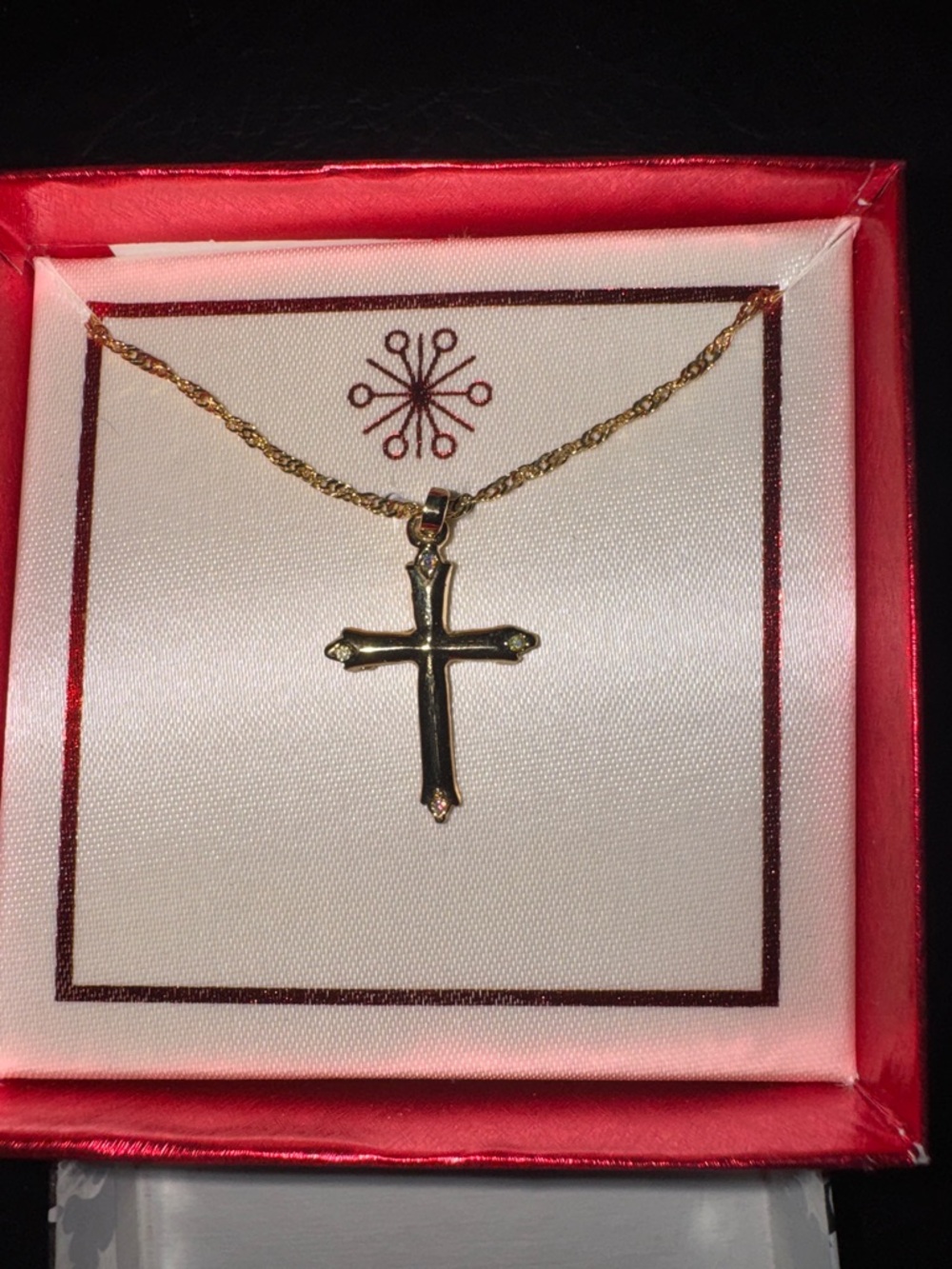 Gold Tone Cross Pendant Necklace Women Jewelry NIB (SS)